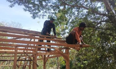 Sinergi TNI dan Warga: Satgas Pamtas Bantu Pembangunan Rumah di Desa Napan